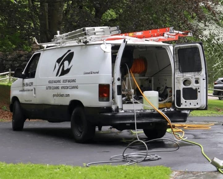 Solon Power Washing professionals cleaning commercial fleet in Solon